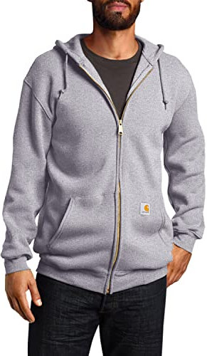 Carhartt Loose Fit Midweight Full-Zip Sweatshirt, Felpa con cappuccio Uomo, Grigio (Heather), S