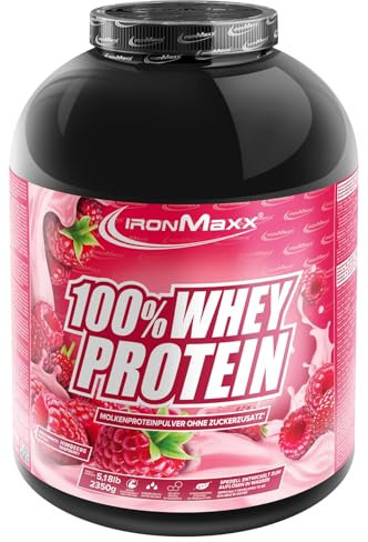 IronMaxx 100% Whey Protein Pulver 2350g - Himbeere - High Protein Shake mit BCAAs und EAAs für Muskeltraining und Fitness