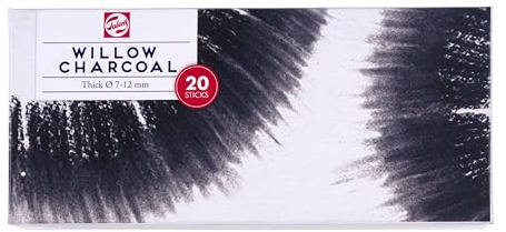 Talens Charcoal - Thick Charcoal Sticks - 20 Pack - Ideal for Coarse Work - 7-12 mm Diameter