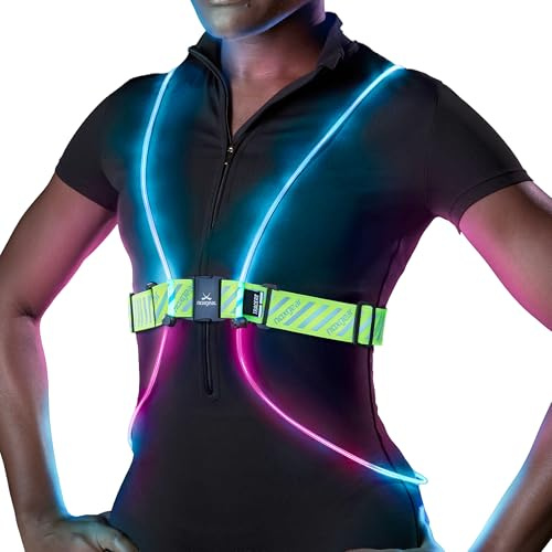 Noxgear Tracer2 Multicolor Light Up and Reflective Running Vest | Adjustable Fit, Rechargeable, Waterproof | Running Lights for Runners, Cyclist and Walkers | High Visibility Vest