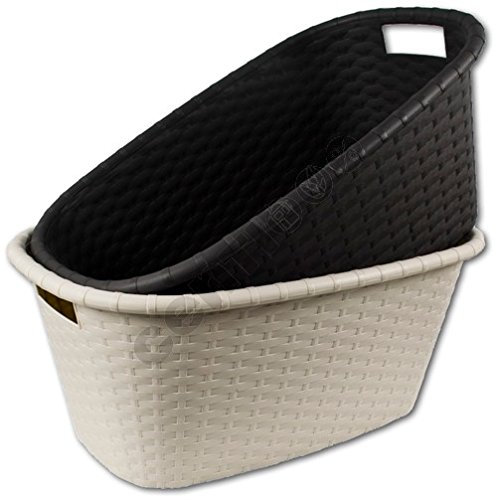 Wäschekorb in Flechtoptik 25 x 60 x 40 cm Rattan in Beige/dunkel Grau