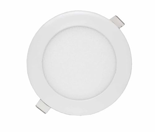 LOWENERGIE 9w LED Round Ceiling Panel Light White Recessed Down Lighting, 150mm Dia, 75w Halogen Equivalent (4000K Warm White x 1)