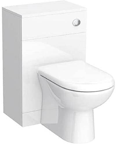 VeeBath Linx 500x300 WC and Back to Wall Toilet, Ceramic D Shape Soft Close Toilet Seat, Concealed Cistern for Bathroom- Gloss White