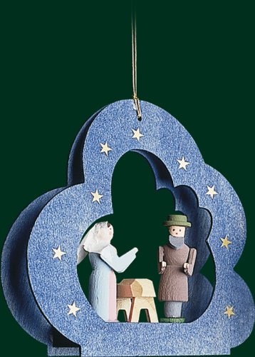 Rudolphs Schatzkiste Christbaumschmuck Wolke mit Heiliger Familie Höhe= 9cm NEU Weihnachten Baumschmuck Holzschmuck Holz Seiffen Erzgebirge Strauchbehang Dekoration