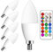 Gikkali Lampadina LED E14 RGB, 5W (equivalenti a 50W) Lampadina a Candela, Luce Fredda 6000K, Dimerabile Cambiare con Telecomando, Colorate RGB, Colore Lampadina Multicolore, (Pacco da 4)