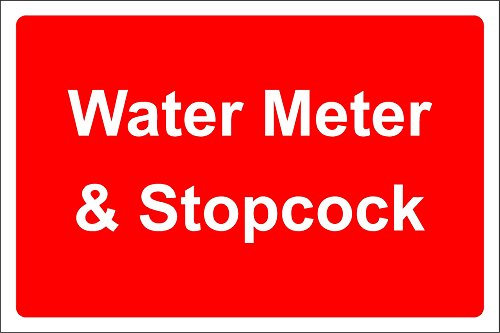 Water Meter and stopcock Safety sign - 1.2mm Rigid plastic 200mm x 150mm