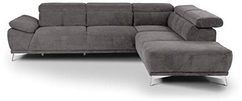 Mivano Ecksofa Felipe / Moderne Eckcouch mit Ottomanen rechts und verstellbaren Kopfstützen / 292 x 73 x 233 / Grau