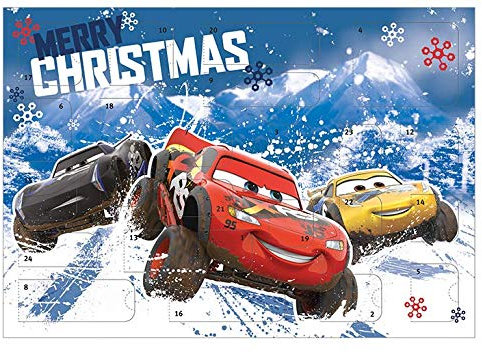 Adventskalender für Kinder mit 24 Schreibwaren Überraschungen, cooles Disney Pixar Cars Motiv, ca. 45 x 32 x 3 cm
