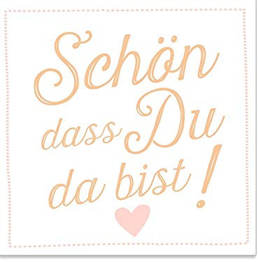 ARTEBENE Serviette Papierserviette Schön dass Du da bist Herzchen Herz Tissue | 25 x 25 cm | 20 Stück | 3-lagig | Hochwertige Serviette für Feiern, Geburtstage, Hochzeit, Grillfeste