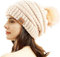 REDESS Damen Winter Pom Pom Beanie Mütze mit warmem Fleece gefüttert, Dicker Slouchy Snow Knit Chunky Baggy Skull Ski Cap