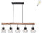 Pendelleuchte Retro Vintage Hängelampe Design Decken Holz Balken Holzstamm Rustikal Wood Pendel Spot Ess Zimmer Wohnzimmer Treppenhaus Gitter Lampe incl. 7W LED (5er Retro Pendelleuchte incl. LED)