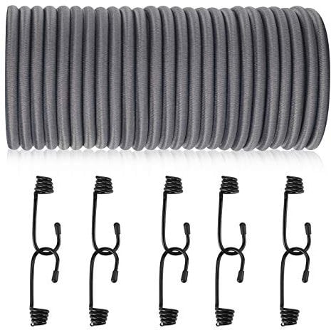 20 m elastisches Sicherheitsseil, Bungee Straps, Elastische Bungee Cords und Befestigungen, Premium Grey 5 mm Shock Cord, Elastisch und Vielseitig, Perfekt für Transport, Fahrrad und Laden