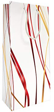 LUDI-VIN Lot de 10 sacs en papier de luxe avec poignées corde, pour 2 bouteilles de vin décor Volute
