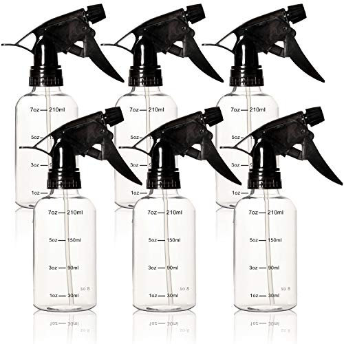 Youngever 6 Paquetes 250ML Botellas de Plástico Spray, Botella de Pulverizador, Botellas de Spray Para el Cabello y Soluciones de Limpieza (Largo Redondo, Transparente)