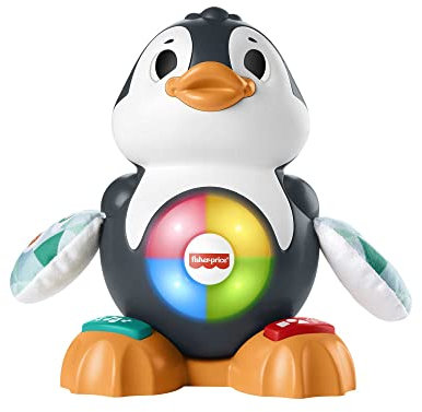Fisher-Price Linkimals Valentin le Pingouin, Jouet pour Bébé Interactif d'Apprentissage, Sons/Lumières, Multicolore, 9+ Mois