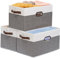 Yawinhe 3 Stück Aufbewahrungsbox aus Stoff, Faltbare Aufbewahrungskorb mit Griffen, Waschbare, für Schlafzimmer, Kleideraufbewahrung, 43x30x26cm, Weiß/Grau, SNK030WGL