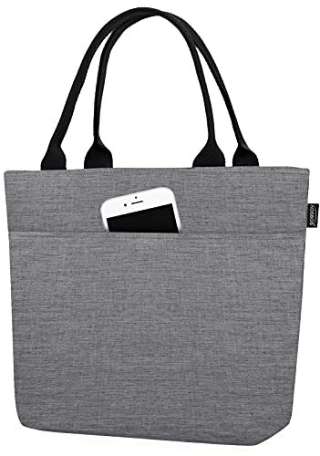 Kühltasche Klein Leicht Lunch Tasche Isoliertasche zur Arbeit Schule Faltbar Wasserdicht Reißverschluss Grau