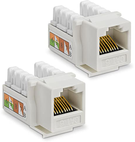 2X CAT6 Keystone RJ45 Modul Buchse 250 MHz werkzeuglos Kupplung Netzwerkkabel Einbaubuchse für Verlegekabel Patchpanel Netzwerkdose