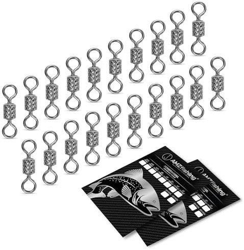 AMZfishing NEU 20x Power Angelwirbel | Wirbel Angeln | Wirbelsortiment | Wirbelset | Wirbel Angeln | Angelwirbel | Angelwirbel Set | Angeln Wirbel | Angelzubehör Wirbel Set (Diamant 20, 2)