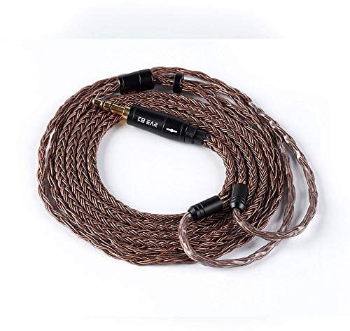 KINBOOFI KBEAR 16 Core Upgrade 2 Pin Earphone Cable,HiFi in Ear Monitor Replacement TRS Cable Pure Copper Extension Cable with 0.78mm 2 Pin for AS10 ZS10 ZST ZS6 C10 TRN V80 X6 (2PIN 3.5mm, Brown)