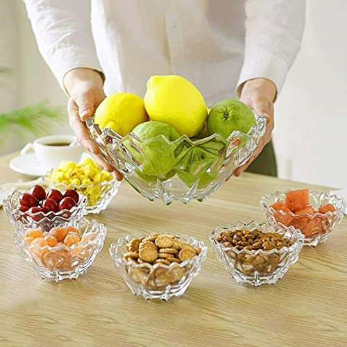 Housetronics 7 Piece Trifle Bowl Set Decorative Crystal Glass Fruit Bowl Salad Dessert Ice Cream Serving Bowls Crystal Effect Glass Fruit Trifle Sundae Glasses Cocktail Serving Bowls