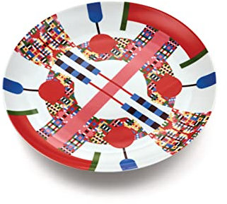 Alessi Piatto per Dolci in Porcellana Decorata, Multicolore, 2.5 cm x 30 cm x 30 cm