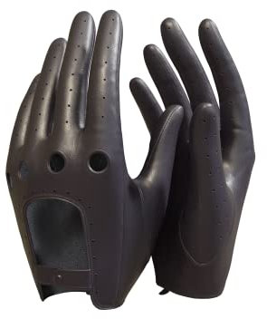 MGGM collection Damen Leder Autohandschuhe Lederhandschuhe Ungefüttert,Brown,XL