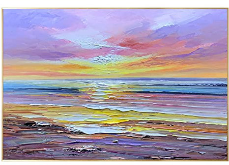 Tableau Decoration Murale Chambre,Texture Faite À La Main Lueur Du Matin Peintures À L'Huile 100% Peintes À La Main Peinture Au Couteau À L'Huile Épaisse Oeuvre D'Art Sur Toile Art Mural Pour Décora