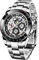 Pagani Design Herren Automatikuhr Diamant Regenbogen Automatik Mechanisch Wasserdicht Edelstahl Chronograph Skelett Herren 40mm (Silber Schwarz)