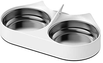 PETLIBRO Distributeur Croquettes Chat Automatique pour Animaux avec Bols en Acier Inoxydable, Gamelles pour Chats ou Chiens (Gamelle Double - Blanc-Accessoires)