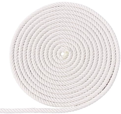 XINSHUNCAN Corde De Coton 8mm 20m, Corde De Macramé Naturel 4 Brins épais Cordon De Coton Doux Torsadé pour Bricolage, Tenture Murale, Cintre à Plantes, Jardinage,Emballage, Décoration