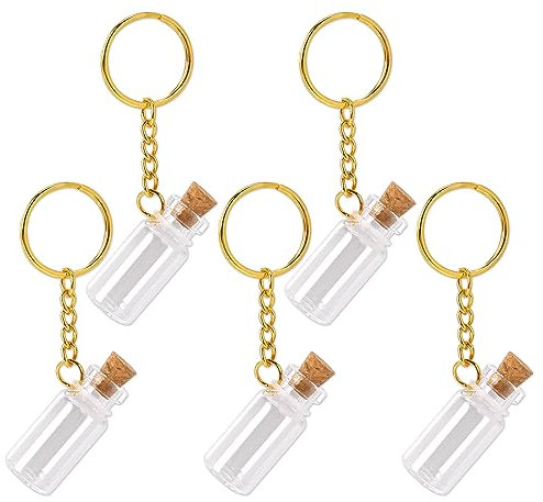 Mozeat Lens 5 Pcs Small Glass Bottles With Cork Lids,2ml Mini Glass Wishing Bottles Empty Spell Jars with Stoppers Tiny Jars with Cork Stoppers for DIY Crafts Chrismas Tree Decoration