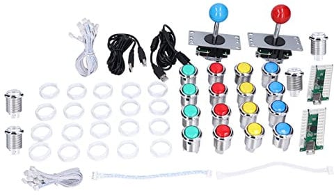 2 Player DIY Kit Joystick, Arcade DIY Kit 8 Ways Joystick LED Arcade Buttons USB Encoder For Arcade Game Console For Windows XP, For Windows 7, For Windows 8, Etc