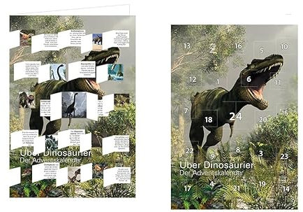RASW115 | Motiv: Dinosaurier | Adventskalender-Doppelkarte - 12,5 x 18,5 cm | mit hochwertigem Kuvert