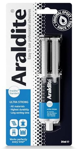 AMK® Araldite Standard Syringe 24ml Ultra Strong Epoxy All Materials Adhesive Glue
