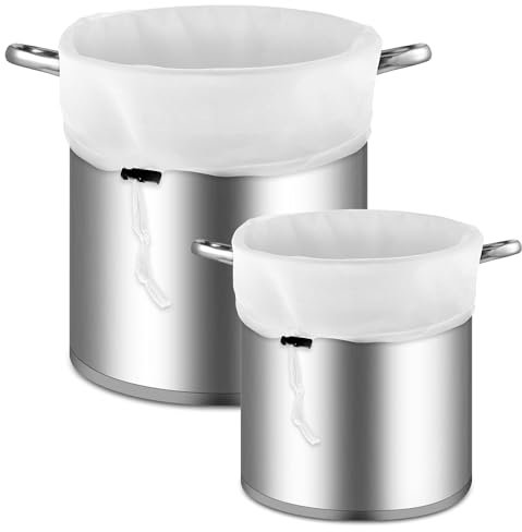 Dimeho Paquete de 2 Bolsas de Cerveza Bolsa coladora Extra Grande para elaboración casera Bolsas de Filtro Reutilizables Bolsa de Malla Fina para Fruta UVA Vino (18 × 16 pulgadas/26 × 22 Pulgadas)