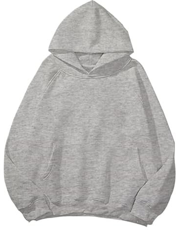 Tomwell Hoodie Damen Herbst Winter Kapuzenpullover Oversize Pullover mit Kapuze Teenager Mädchen Langarm Sweatshirt Casual Pulli mit Taschen G Hellgrau M