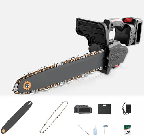 YHJLZNA Handheld Electric Chain Saw,12 21v High-Power Hand Saw,Rechargeable Chain Saw With 4500mah Battery*2,Suitable For Felling Wood And Splitting Firewood