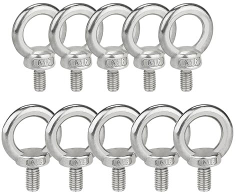 Ringschraube M6 M8 Ösenschrauben 304 Edelstahl 10 Stück, Augenschraube Augbolzen Metrisch Ringbolzen Ösenschraube Ringschrauben, für Rolle des Befestigens und Hängens