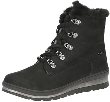 CAPRICE Damen Stiefeletten zum Schnüren Gefüttert Wasserabweisend, Schwarz (Black Nubuc), 38.5 EU