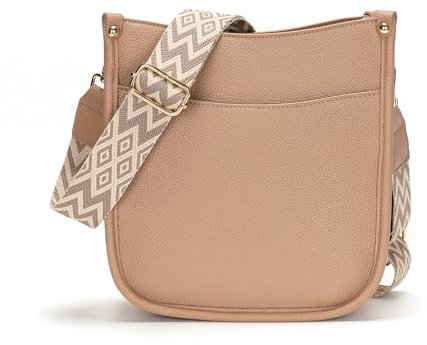 RQJZ kleine handtasche damen umhängetasche damen mittelgroß crossbody bag damen klein PU leder damenhandtasche tasche damen mit breitem gurt Beige