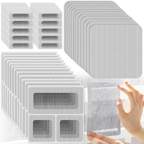 CAREDGO 36 Stück Fliegengitter Reparatur Set Schwarz Fliegengitter Fenster Reparatur Klebeband Insektenschutz Reparaturflicken Net Mesh Repair Tape Fliegengitter Flicken für Bildschirmfenster Tür Loch