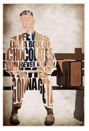 Jdekaec Filmposter Forrest Gump, Wandkunst, Dekordruck, Bild Gemälde für Wohnzimmer, Schlafzimmer, Dekoration, ungerahmt, 30 x 45 cm