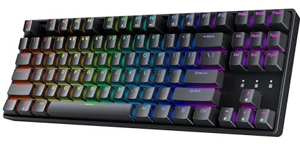 HK GAMING GK80 TKL v3 | Hotswap Mechanical Gaming Keyboard | Tenkeyless 87 Keys Multi Color RGB LED Backlit for PC/Mac Gamer | US Layout (Black, Mechanical Speed Yellow)