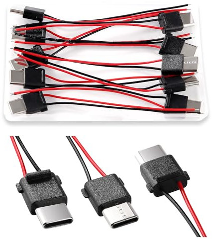 KUOQIY 10 Pièces USB-C Mâle 2 Fils Connecteur de Prise 3A, Connecteur USB-C Mâle 2 Fils, USB Type-C Souder Connecteur avec 70mm 24 AWG