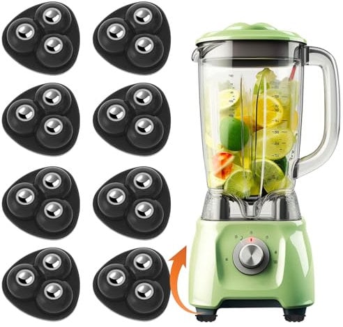8 Pack Mini Swivel Stick on Wheels - Small Appliance, Furniture, Storage Bins & Trash Can Sliders, Black