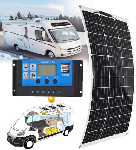 Kit De Panel Solar Flexible De 150 W, 300 W, 450 W, 600 W, Panel Solar Monocristalino Con Controlador De 40 A Para Carga De BateríA De 12 V, Para Techo/Rv/Caravana/Barco/Superficie Irregular,150W