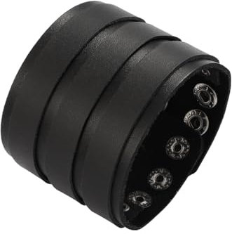 Eigso Punk Lederarmband für Damen Herren RockBand 80er Biker Armbänder für Frau Mann Rave Party Schmuck