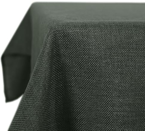 Deconovo Tischdecke Leinenoptik Lotuseffekt Tischwäsche Abwaschbar Wasserabweisende rechteckig Tischdecken 240x140 cm Graugrün