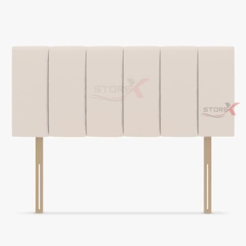 STOREX Plush Fabric Padded Lined Headboard For Devan Bed Bedroom Furniture Size 2Ft 6Inch/ 3Ft/ 4Ft/ 4Ft 6Inch/ 5Ft /6Ft -20 Inch Height 20inch (Cream, 20inch Height 4FT 6 Inch Double)